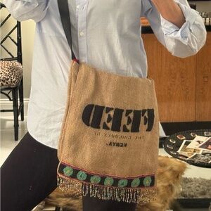 FEED Hand-beaded Crossbody Burlap Bag (Retired Style)